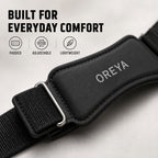 Close-up of OREYA Precision Knee Support Strap materials and adjustable design